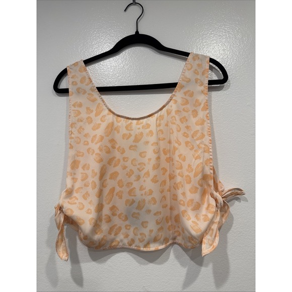 Finders Keepers Open Tie Side Leopard Print Crop Top Size Small Boho Festival - Picture 2 of 9